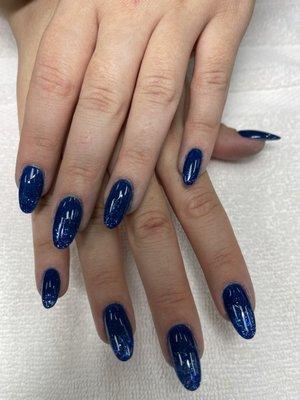 Blue nails with glitter ombre