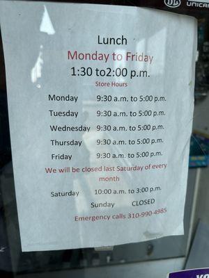 Store hours