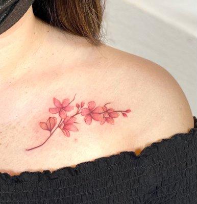 cherry blossom branch tattoo by Shyn !