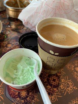 pistachio ice cream and chai