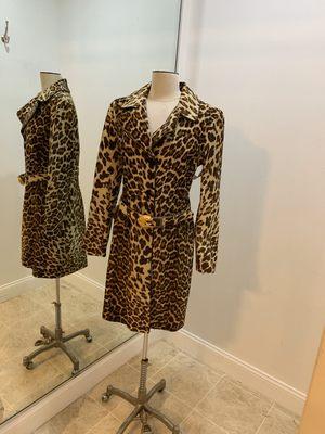 Prada calf fur coat leopard print with matching dragon belt.