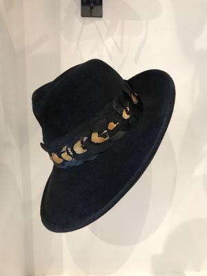 Hand blocked velour Fedora made on premises!