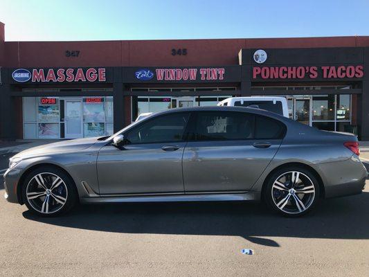 2018 BMW M7. SunTek Nano-Ceramic 20% Two front, and 20% Rear. 70% Windshield.