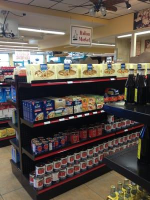 Several aisles of Italian groceries.