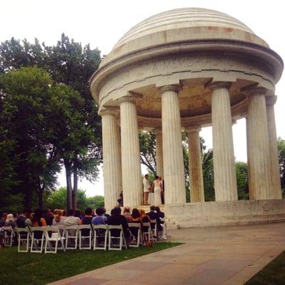 Beautiful wedding at the DC WWI Memorial...we were SO lucky to have dodged the day's rain.