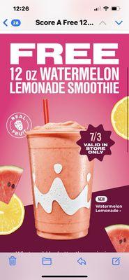 Free smoothie with app