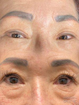 Before and After Classic lash extensions