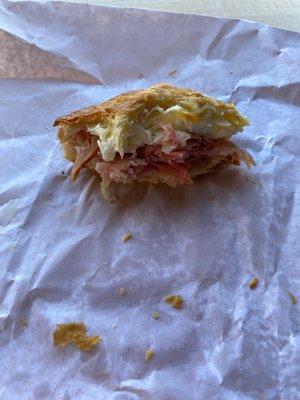 What's left of my ham egg and cheese croissant. I'll be back