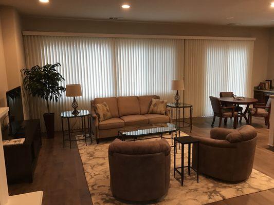 Custom drapes and furniture