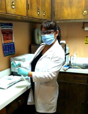 Suzanne in Sterilization Room