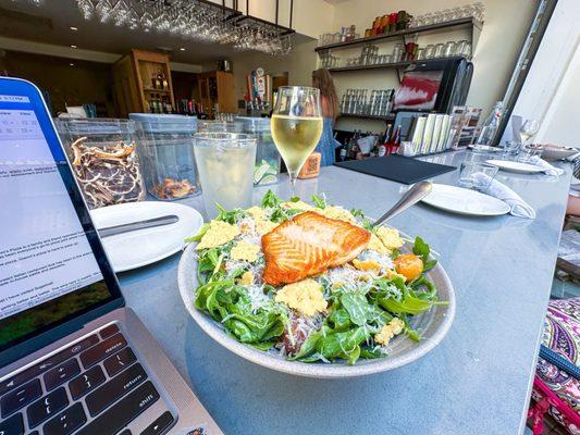 Summer salad with salmon