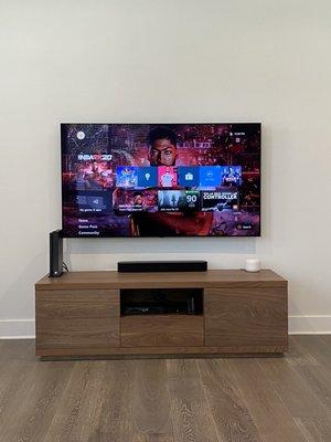 65 inch LG OLED wall mounted on a flush mount with all wires concealed