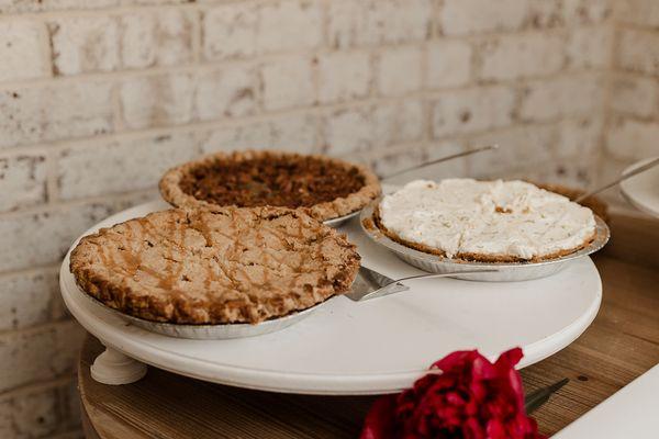 Pies: Key Lime, Bourbon Pecan Pie, Apple Streusel
 
 Photography: @saturdaysunphoto 
 
 Venue: Brick and Ivey