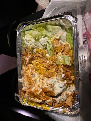 Chicken Over Rice And Salad