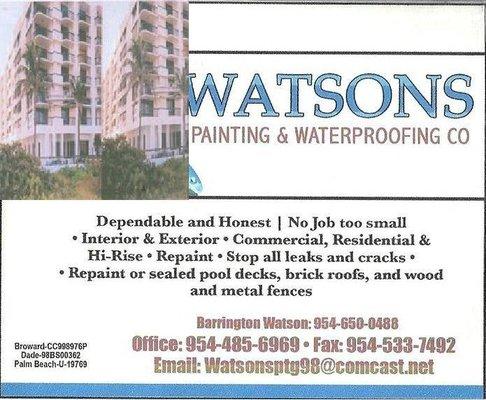 watsons painting &;waterproofing co