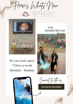 Heres what's new - we are back to being Open 7 days a week ! Connect with us on Instagram for daily updates !
 @beautifulbeginnings3d