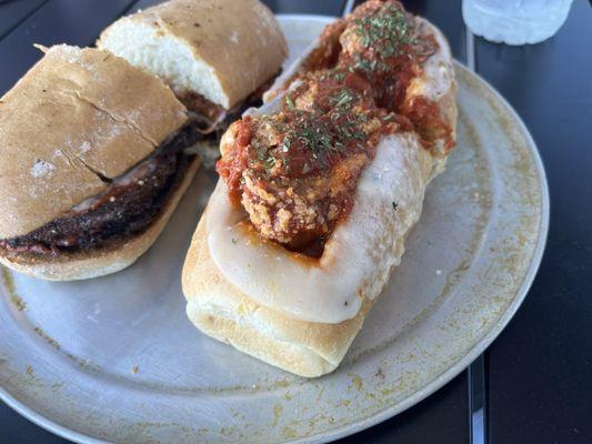 Meatball sub and Eggplant