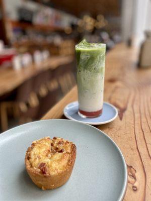 Bacon Cheddar Mochi and Island Matcha