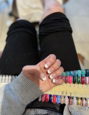 French tips and choosing toe nail color while getting spa pedicure