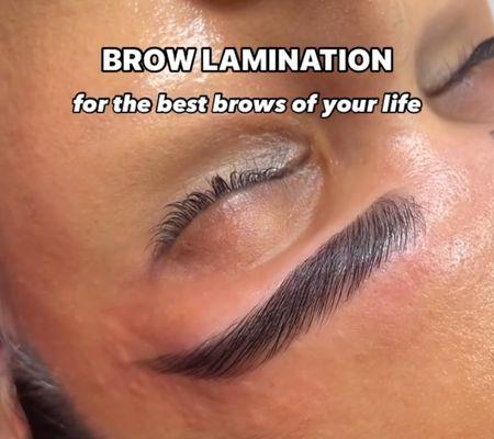 Brow lamination with tint and shaping