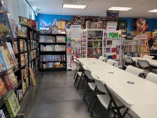 Spacious store with plenty of tables for various play styles