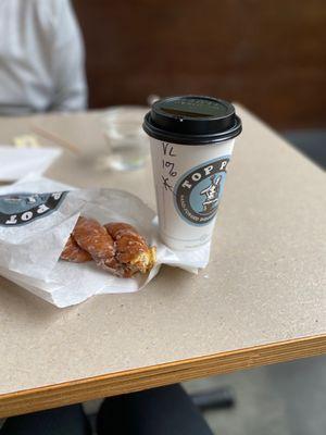 Twist donut and vanilla latte