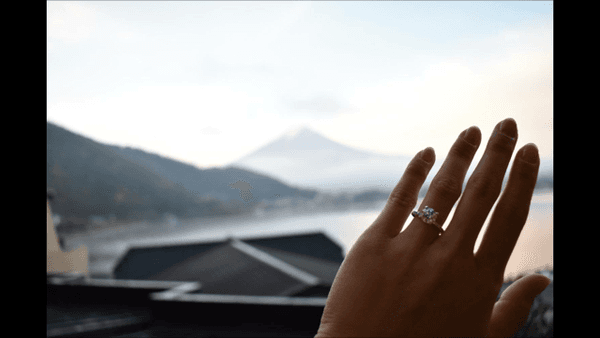 Proposed! View of Mt. Fuji, Japan in the background.