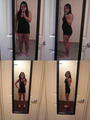 Before and after picture after doing HCG diet.  110 days to lose 65lbs.