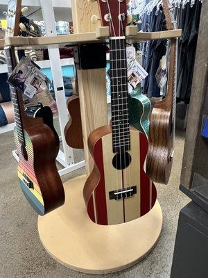 Bamboo and teak ukuleles