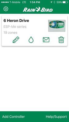 Smart home app, controller, connected to our lawn irrigation system