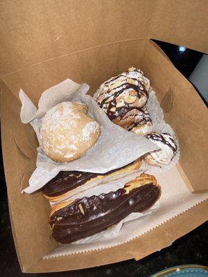 Genovesi Custard, Eclairs, Miniature Chocolate Cream Puff, Mushroom