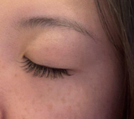 Close up natural looking lashes.