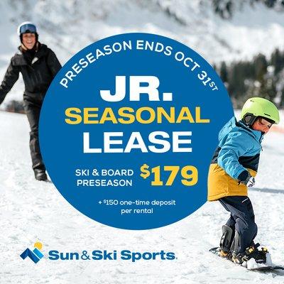 Junior Seasonal Lease at Sun & Ski Sports. Make memories on the mountain with you little ones with a program that grows with them.