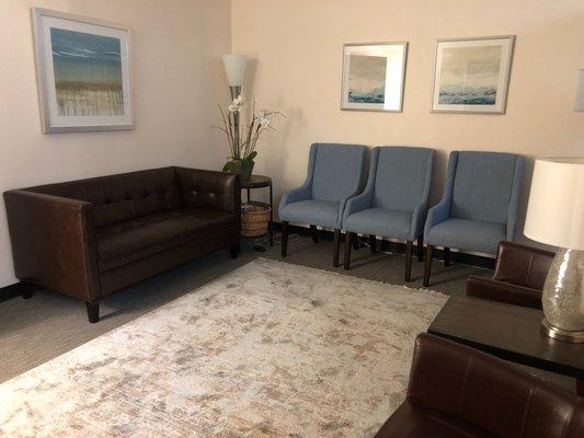 Psychotherapist Kent Campbell's waiting room is calm and comfortable.