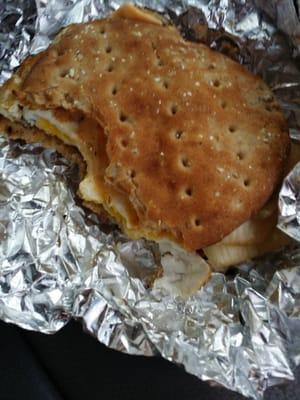 Egg and Kim cheese sandwich with spicy mayo sauce.  Specialty sandwich.  Only $3