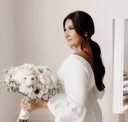 Bridal Low Pony Tail and Airbrush Makeup