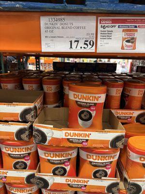 Dunkin Donuts original blend on sale $17.59. This coffee is so good and doesn't get as much love as Starbucks coffee.