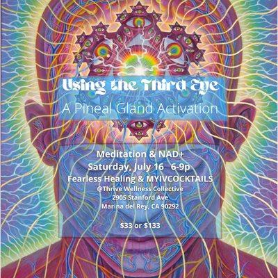 Saturday, July 16, 2022 at @ Thrive Wellness Collective, 6-9p, 2905 Stanford Ave, upstairs. Come and activate your Third Eye!