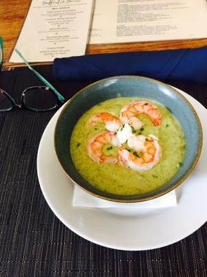 Chilled shrimp and cucumber gazpacho  Yummy!!