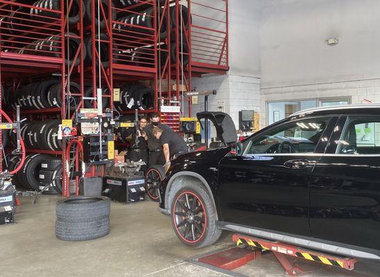 My car getting new tires at Discount Tire Wellington