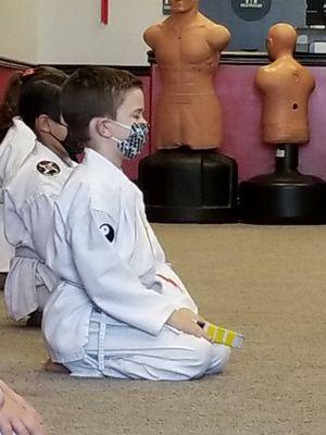 This is after the testing and just before he received his yellow belt.