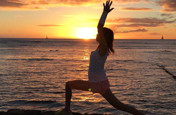 Yoga Class Waikiki at Queens Surf Beach in Kapiolani Park