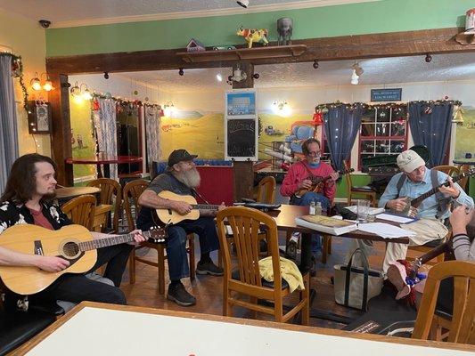 "Pickers Night" on Thursdays in the Cafe beginning around 5:30 p.m. - come play or just listen