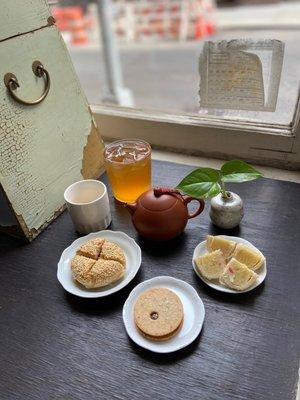 Oriental Beauty, Oolong Palmer, Pork Scallion Biscuit, Pineapple Linzer, Taiwanese Mooncake