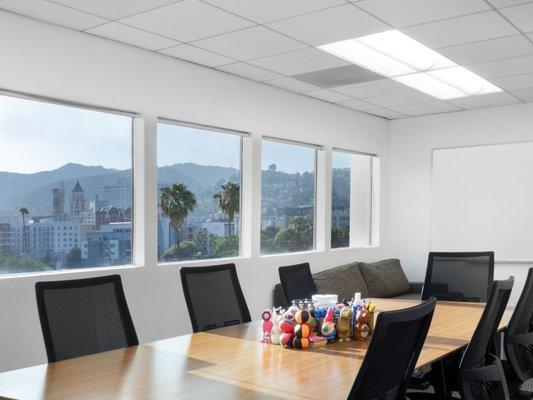 TV Writers room with lots of natural light, views, and whiteboards