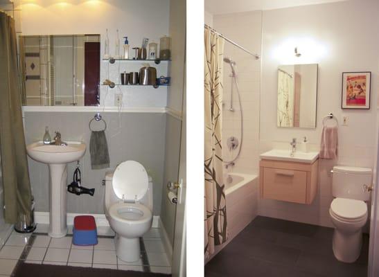 Before and after bathroom remodel by Altmann & Associates.