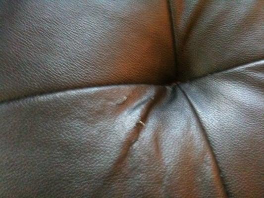 This is the stress tear that appears in my new leather sofa 2 months after I bought it. Caprice did nothing about it.