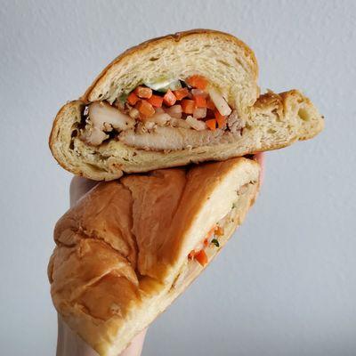 Lemongrass chicken banh mi with croissant  IG @eatswithmarisa