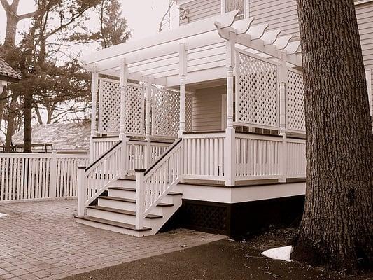 Porch and arbor, built and designed by us, on this 1892 Victorian farmhouse in Glen Ridge, NJ