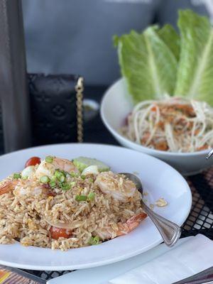 Shrimp fried rice & Papaya Salad